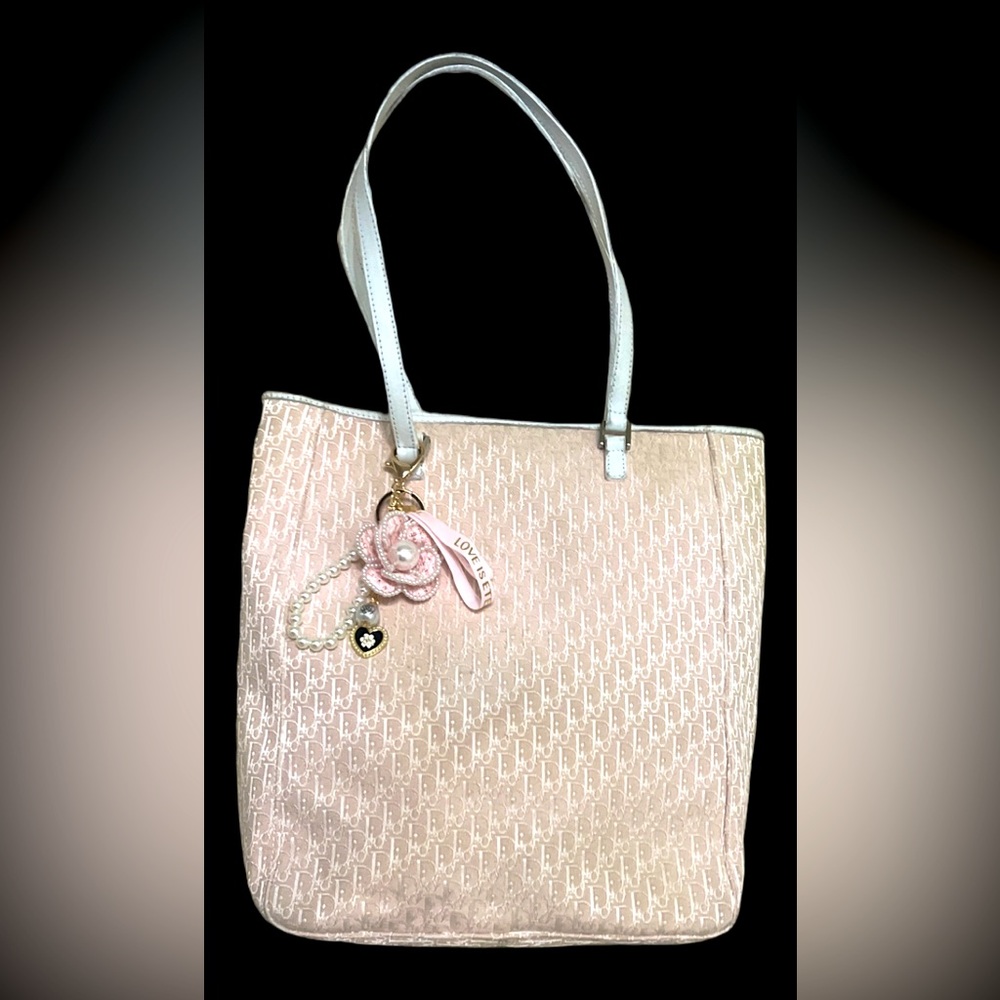 Vintage DIOR TrotterTote Bag Pink with Charm